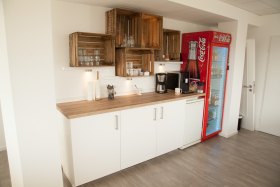 kitchen with big fridge